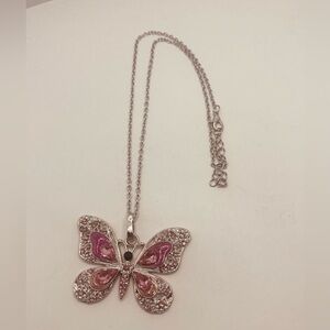 Silver plated necklace for women butterfly design
